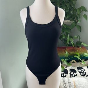 H&M • NWT Black Ribbed Knit Tank Top Bodysuit • Size Medium